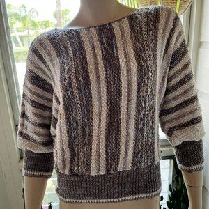 White with brown stripes sweater -  VIVANTI